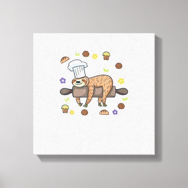 Funny Baking Gifts - Sloth Baker Cupcake Lover - B Canvas Print (Front)