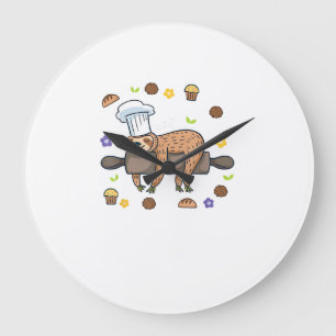 Funny Baking Gifts - Sloth Baker Cupcake Lover - B Large Clock