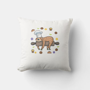 Funny Baking Gifts - Sloth Baker Cupcake Lover - B Throw Pillow