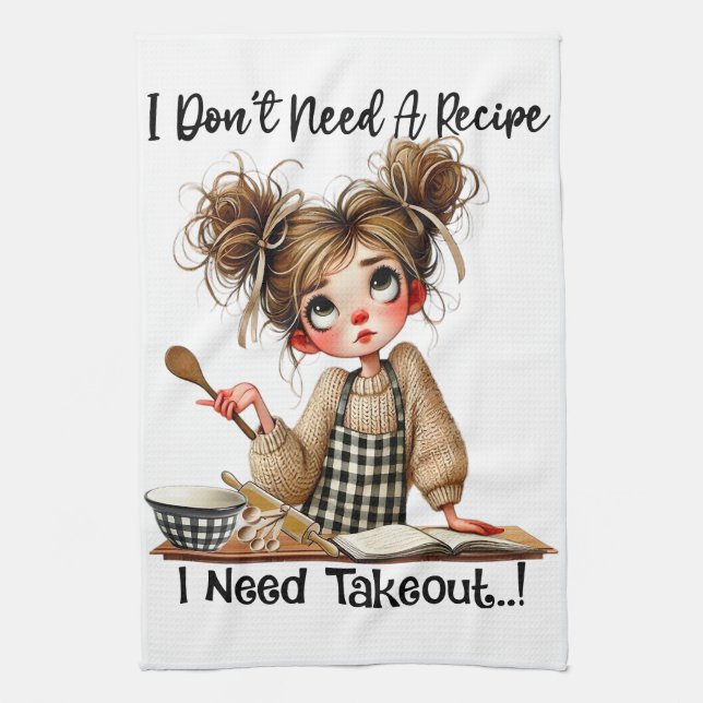 Funny Baking Girl Funny Kitchen Hand Towel, Baking Towel (Vertical)