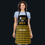 Funny Baking Just Roll With It Black Yellow Plaid Apron<br><div class="desc">Funny and cool apron to make cooking more fun. Personalized gift for family and friends who love cooking,  baking and trying new recipe in the kitchen. Customize the wording to fit your occasion. You can use the Design Tool to further change the font type,  font colour and font size.</div>