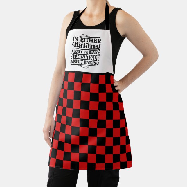 Funny baking lovers checked  apron (Insitu)