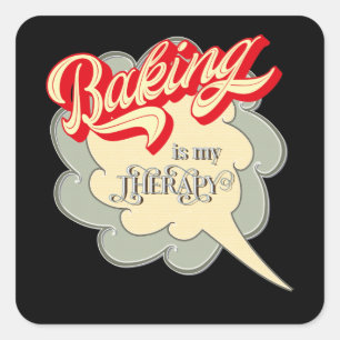 funny baking lovers word art square sticker