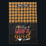 Funny Baking Pun Whip It Good Yellow Plaid Pattern Kitchen Towel<br><div class="desc">Funny and cool kitchen towel to make cooking more fun. Personalized gift for family and friends who love cooking, baking and trying new recipe in the kitchen. Customize the wording to fit your occasion. You can use the Design Tool to further change the font type, font colour and font size....</div>