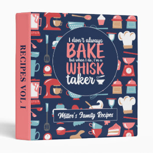 Funny Baking Pun Whisk Taker Retro Bakery Pattern Binder