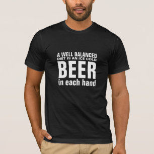 Funny Balanced Healthy Diet Beer Humour T-Shirt