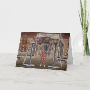 Funny Balancing Hippopotamus Card