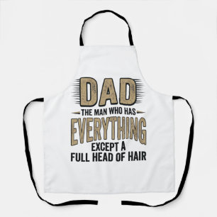Funny Bald Dad Vintage Typography Shirt Design_1 Apron