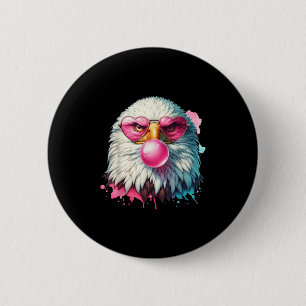 Funny Bald Eagle Cute Eagle With Nk Gles And Bubbl 2 Inch Round Button
