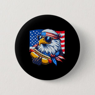 Funny Bald Eagle Hotdog American Flag 4th Of July 2 Inch Round Button