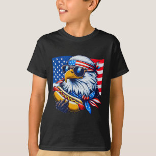 Funny Bald Eagle Hotdog American Flag 4th Of July T-Shirt