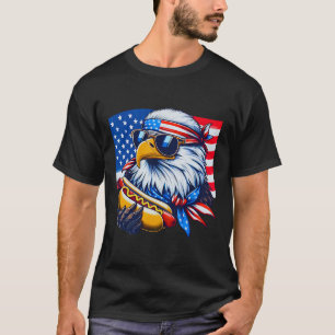 Funny Bald Eagle Hotdog American Flag 4th Of July T-Shirt