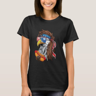 Funny Bald Eagle Hotdog American Flag 4th Of July  T-Shirt