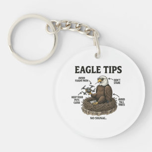 Funny Bald Eagle Tips Nature Survival Humor Keychain