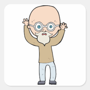 Funny Bald Man Square Sticker