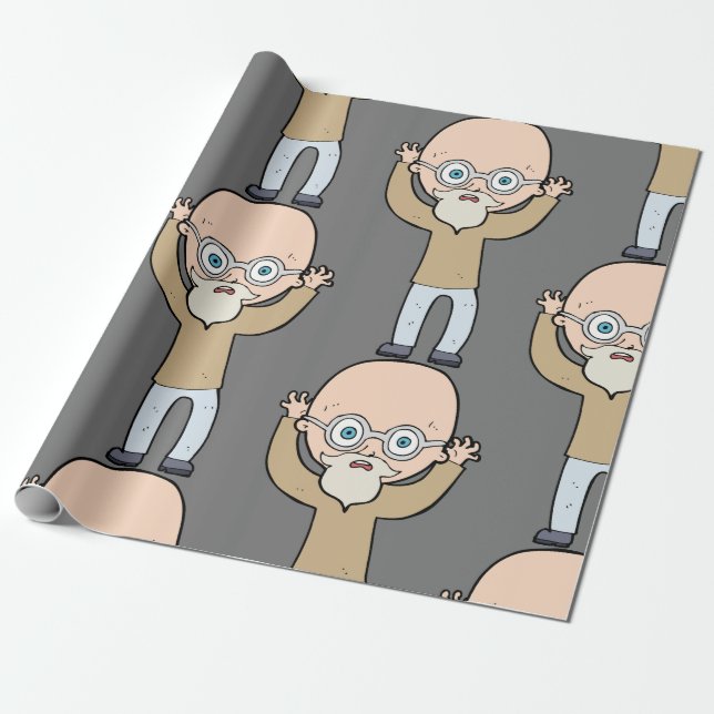 Funny Bald Man Wrapping Paper (Unrolled)