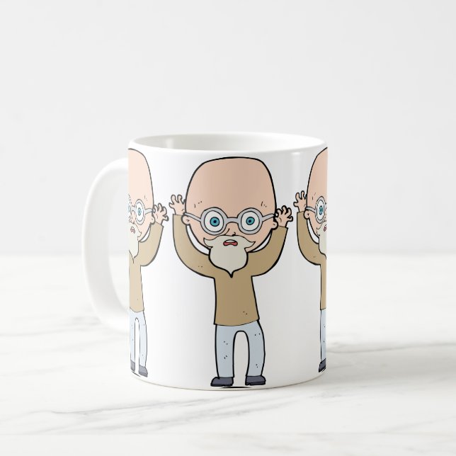 Funny Bald Quirky Old Man with Beard Coffee Mug (Front Left)