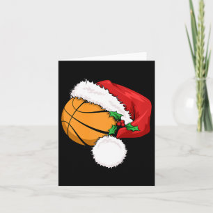 Funny Ball Basketball Santa Hat Merry Christmas Xm Card
