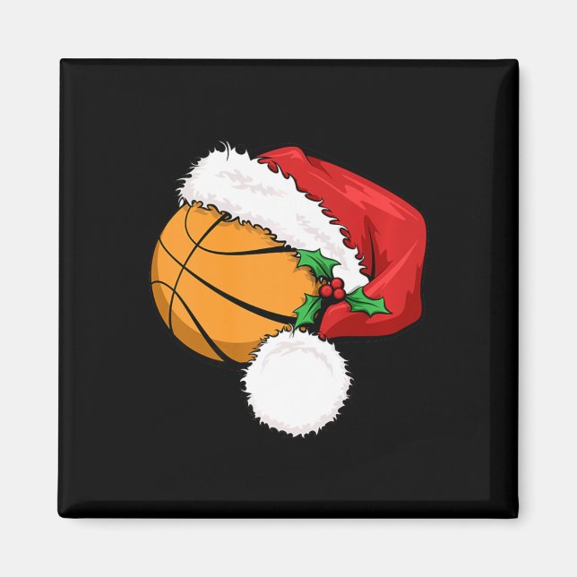 Funny Ball Basketball Santa Hat Merry Christmas Xm Magnet (Front)