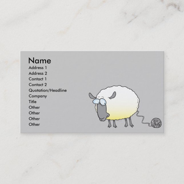 funny ball of yarn cloned sheep cartoon business card (Front)