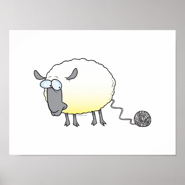 funny ball of yarn cloned sheep cartoon poster (Front)