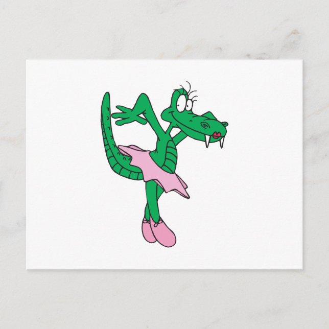 funny ballerina alligator postcard (Front)