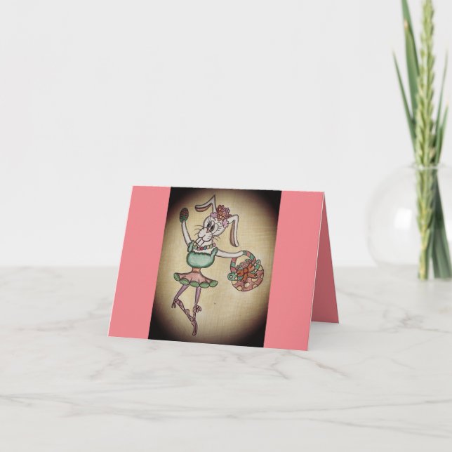 Funny Ballerina Bunny Easter Card (Front)
