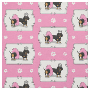 Funny Ballerina Princess Dachshund (black & tan) Fabric