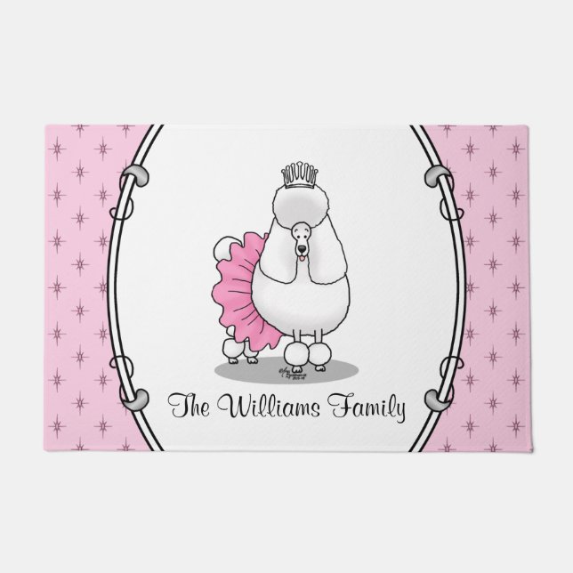 Funny Ballet Ballerina Princess Poodle Dog (white) Doormat (Front)