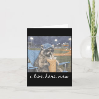 Funny Ballfield Baseball Raccoon Ice Coffee Live Card