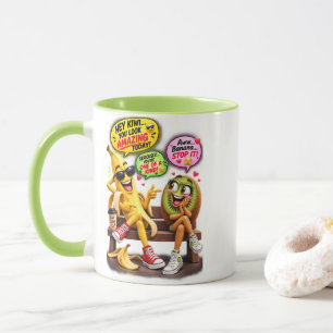 Funny Banana and Kiwi Compliment Two-Tone Mug 