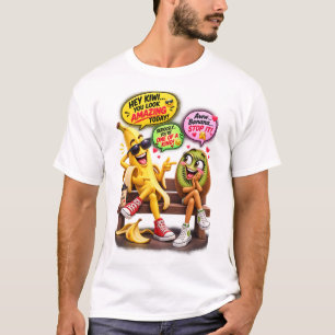 Funny Banana and Kiwi Flirting Funny Fruit Quote  T-Shirt