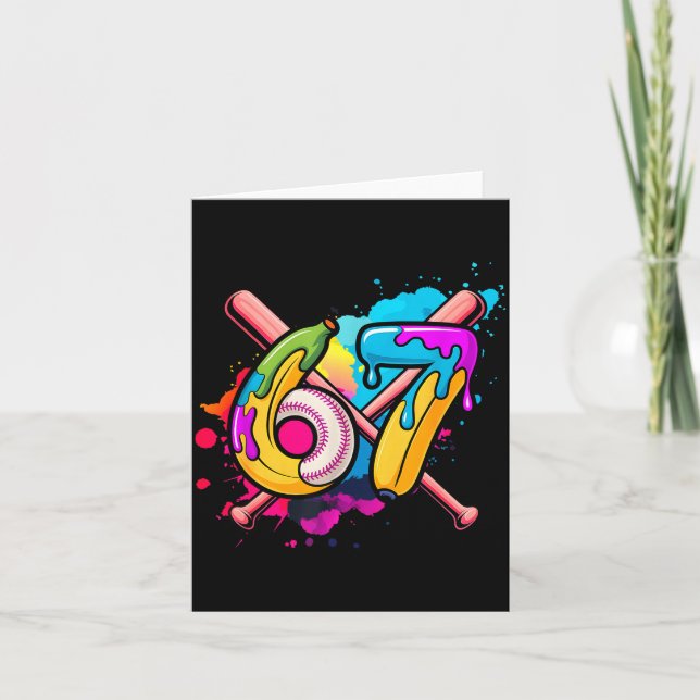 Funny Banana Baseball 67 Ice Cream Drip Meme  Card (Front)