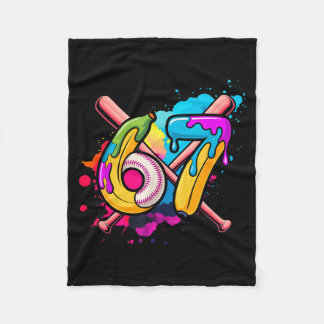 Funny Banana Baseball 67 Ice Cream Drip Meme Fleece Blanket