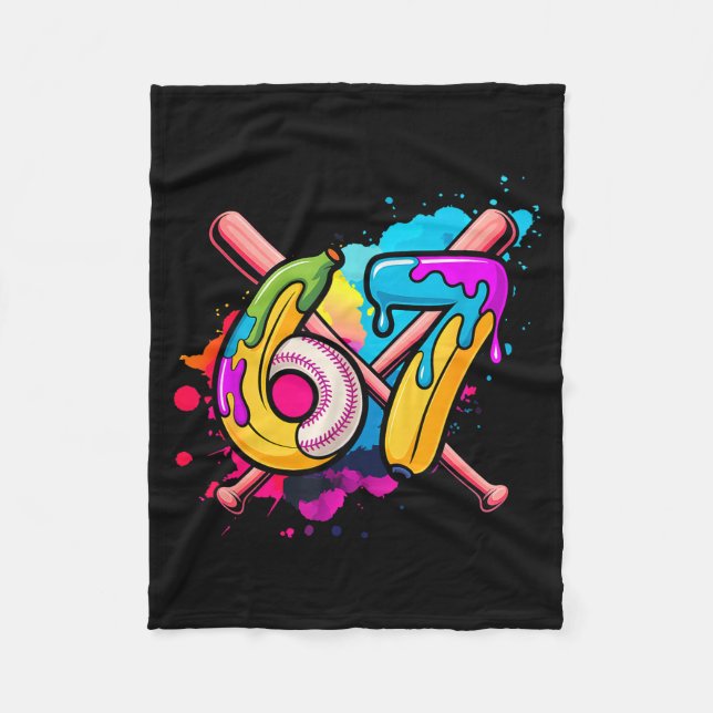 Funny Banana Baseball 67 Ice Cream Drip Meme  Fleece Blanket (Front)