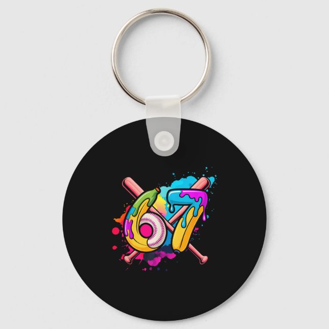 Funny Banana Baseball 67 Ice Cream Drip Meme  Keychain (Front)