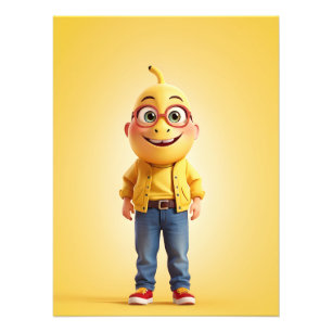Funny banana character photo print