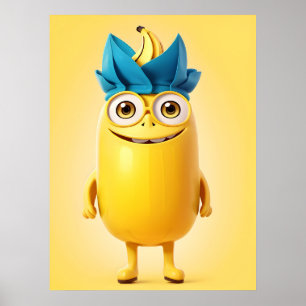 Funny banana character poster