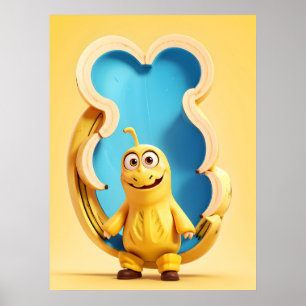 Funny banana character poster