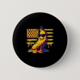 Funny Banana Dripping Ice Banana Retro American Fl 2 Inch Round Button