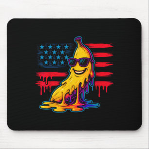 Funny Banana Dripping Ice Banana Retro American Fl Mouse Pad