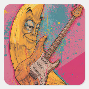 Funny Banana Guitar Sticker Cartoon Music Decal