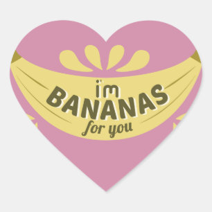 Funny banana illustration I'm bananas for you Heart Sticker