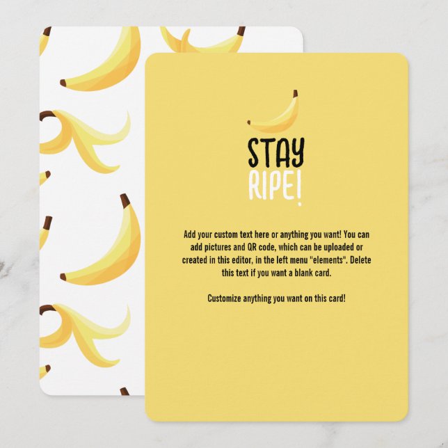 Funny Banana Party pattern colourful - editable Holiday Card (Front/Back)