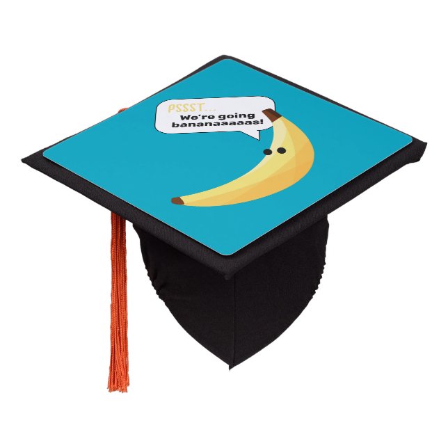 Funny Banana Pun Party pattern colourful - editabl Graduation Cap Topper (Angled)
