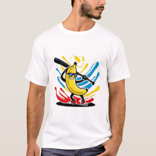 Funny Banana Swinging Baseball Funny Drip Mascot  T-Shirt