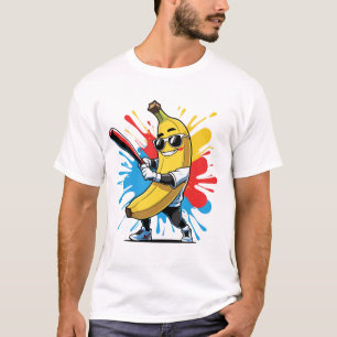 Funny Banana Swinging Baseball Funny Drip Mascot  T-Shirt