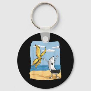 Funny Banana Throwing Off Peel Fathers Day Keychain