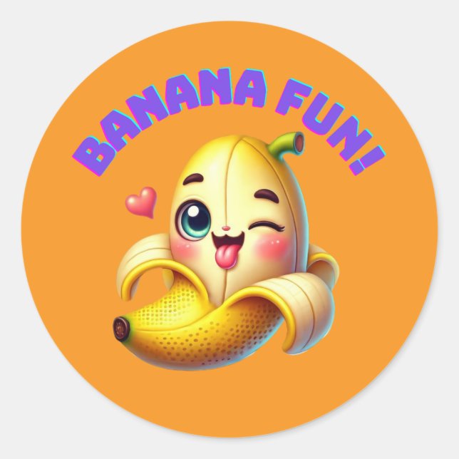 Funny Banana Winking Design for Fun and Playful Gi Classic Round Sticker (Front)