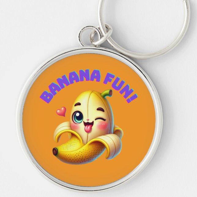 Funny Banana Winking Design for Fun and Playful Gi Keychain (Front)